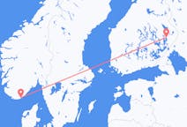 Flug frá Kristjánssandi, Noregi til Joensuu, Finnlandi