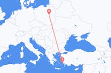 Flyg från Leros, Grekland till Warszawa, Polen