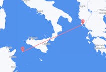 Vluchten van Pantelleria, Italië naar Korfoe, Griekenland