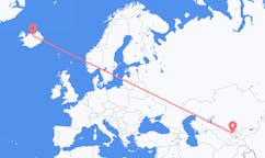 航班从乌兹别克斯坦塔什干市到阿克雷里市，冰岛塞尔