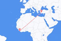 Flüge von Monrovia, Liberia nach Denizli, die Türkei