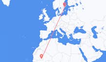 Flyreiser fra Nema, Mauritania til Stockholm, Sverige