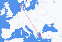 Flights from Billund, Denmark to Icaria, Greece