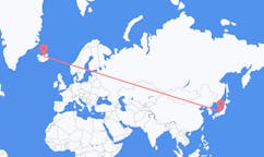航班从日本富山市市到阿克雷里市，冰岛塞尔