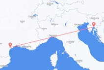 Flug frá Rijeka, Króatíu til Béziers, Frakklandi