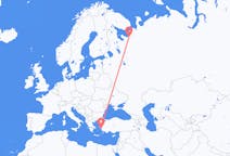 Fly fra Arkhangelsk til Samos