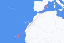 Flyg från Boa Vista (kommun i Brasilien, Roraima, lat 3,19, long -60,61), Kap Verde till Ibiza, Spanien