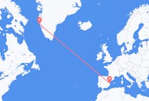 スペインのバレンシアからから、グリーンランドのマニツォクまでのフライト