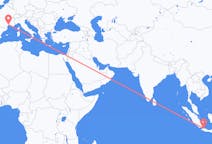 Vluchten van Jakarta, Indonesië naar Montpellier, Frankrijk