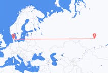 Flights from Krasnoyarsk, Russia to Billund, Denmark