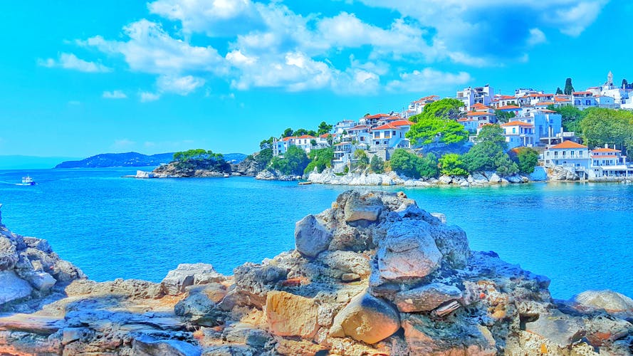 Photo of Skiathos island in summer season holidays in greece.