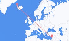 航班从黎巴嫩贝鲁特市到伊萨菲厄泽市，冰岛塞尔