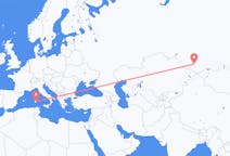 Flights from Gorno-Altaysk, Russia to Cagliari, Italy