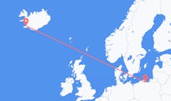 Fly fra byen Reykjavik, Island til byen Gdańsk, Polen