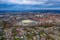 Photo of aerial view on Zabrze city and stadium, Poland.