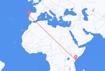 Vluchten van lamu, Kenia naar Porto, Portugal