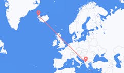 Flights from the city of Ohrid, Republic of North Macedonia to the city of Ísafjörður, Iceland