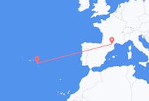 Loty z Carcassonne, Francja z Ponta Delgada, Portugalia