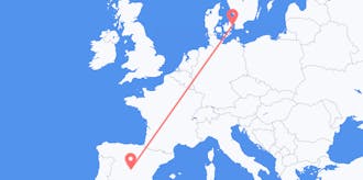 Flyg från Spanien till Danmark