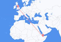 Flyg från Hargeisa, Somalia till Birmingham, England