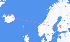 Vols de la ville de Tampere, Finlande vers la ville d'Akureyri, Islande