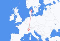 Vluchten van Aarhus, Denemarken naar Turijn, Italië