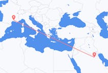 Vluchten van Qaisumah, Saoedi-Arabië naar Nîmes, Frankrijk