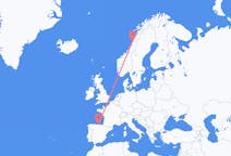 Flyreiser fra Sandnessjøen, Norge til Santander, Spania