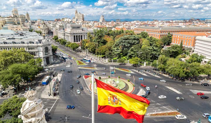 Roundabout and city view of Madrid, Spain