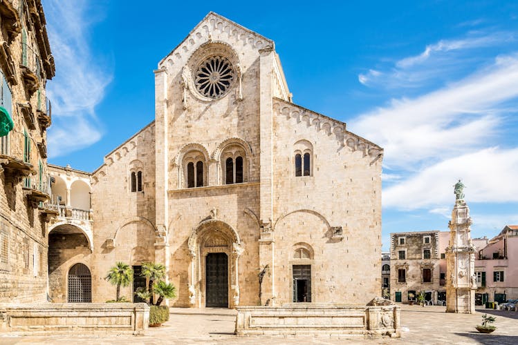 View at the facade of Cathedral of Assumption of St.Mary in Bitonto. Bitonto is a city and comune in the Metropolitan City of Bari in Italy.