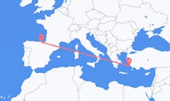 希腊出发地 萊羅斯島飞往希腊目的地 毕尔巴鄂的航班