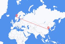 Vluchten van Qingdao, China naar Roros, Noorwegen