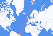 Flüge von Natal, Brasilien nach Spitzbergen, Spitzbergen und Jan Mayen