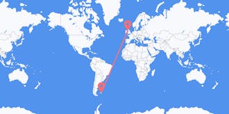 Flyrejser fra Falklandsøerne (Islas Malvinas) til Isle of Man