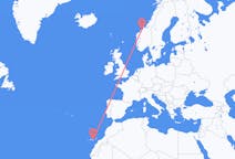Flyreiser fra Las Palmas, Spania til Kristiansund, Norge