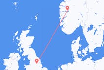 Vluchten van Sogndal, Noorwegen naar Doncaster, Engeland