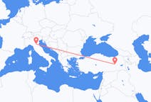 Flyrejser fra Bingol, Tyrkiet til Bologna, Italien