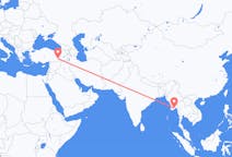 Flüge von Rangun, Myanmar nach Diyarbakir, die Türkei