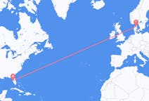 Flyg från Tampa, USA till Ålborg, Danmark