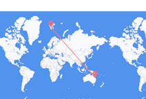 Flyg från Rockhampton, Australien till Svalbard, Svalbard och Jan Mayen