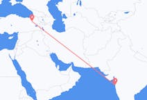 Vluchten van Bombay, India naar Erzurum, Turkije