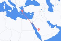 Vluchten van Ta als, Saoedi-Arabië naar Thera, Griekenland