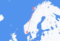 Vluchten van Leknes, Noorwegen naar Kristiansand, Noorwegen