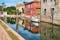 حاخفخ خب رهثص خبTorcello, Venice. Colorful houses on Torcello island, canal and boats. Summer, Italyز