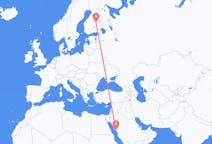 Flyreiser fra Yanbu, Saudi-Arabia til Kuopio, Finland