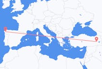 Flyreiser fra Mus, Tyrkia til Santiago de Compostela, Spania