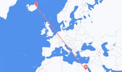 航班从埃及卢克索市到埃伊尔斯塔济市，冰岛塞尔