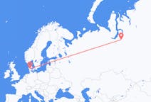 Flights from Novy Urengoy, Russia to Billund, Denmark