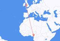 Flyg från Douala, Kamerun till Exeter, England