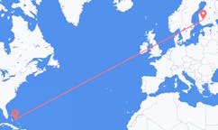 出发地 巴哈马摇滚音目的地 芬兰坦佩雷的航班